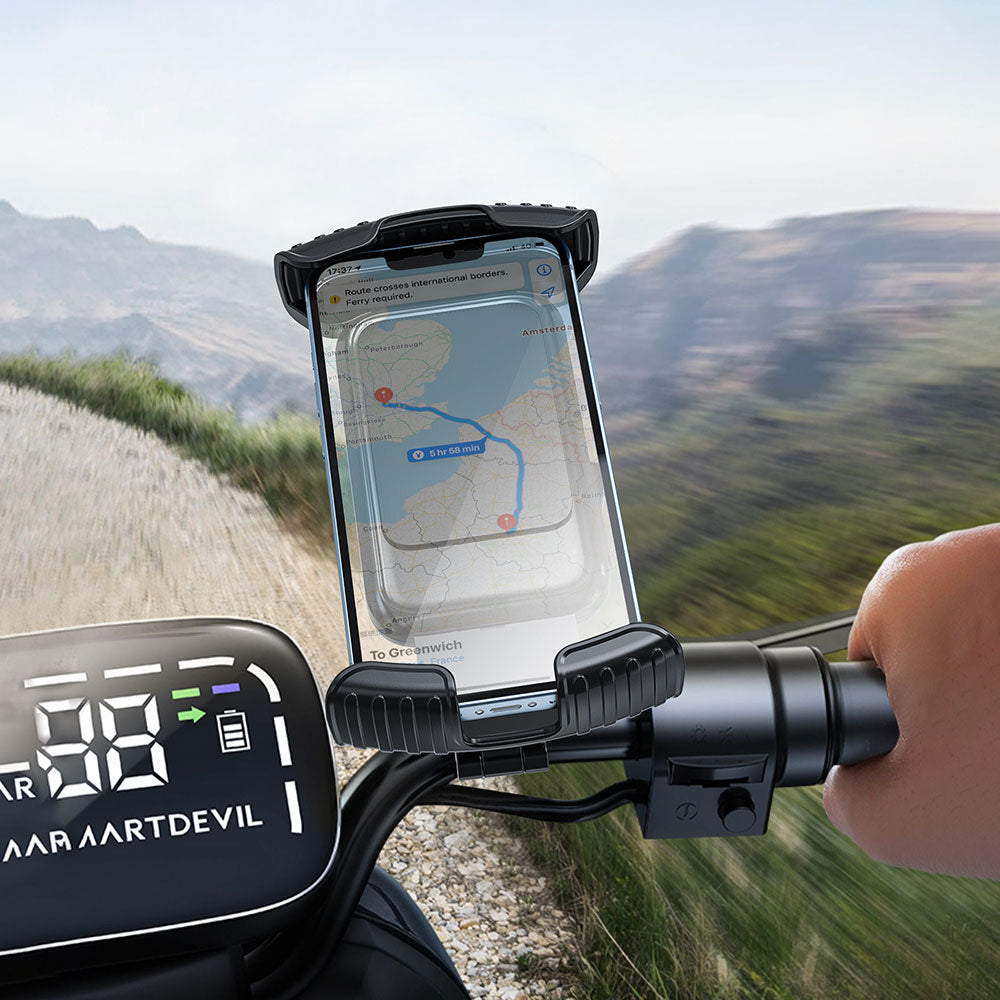 Wiwu CH037 Anti-Shake 360° Rotatable Adjustable Motorcycle and Bicycle Phone Holder Black 