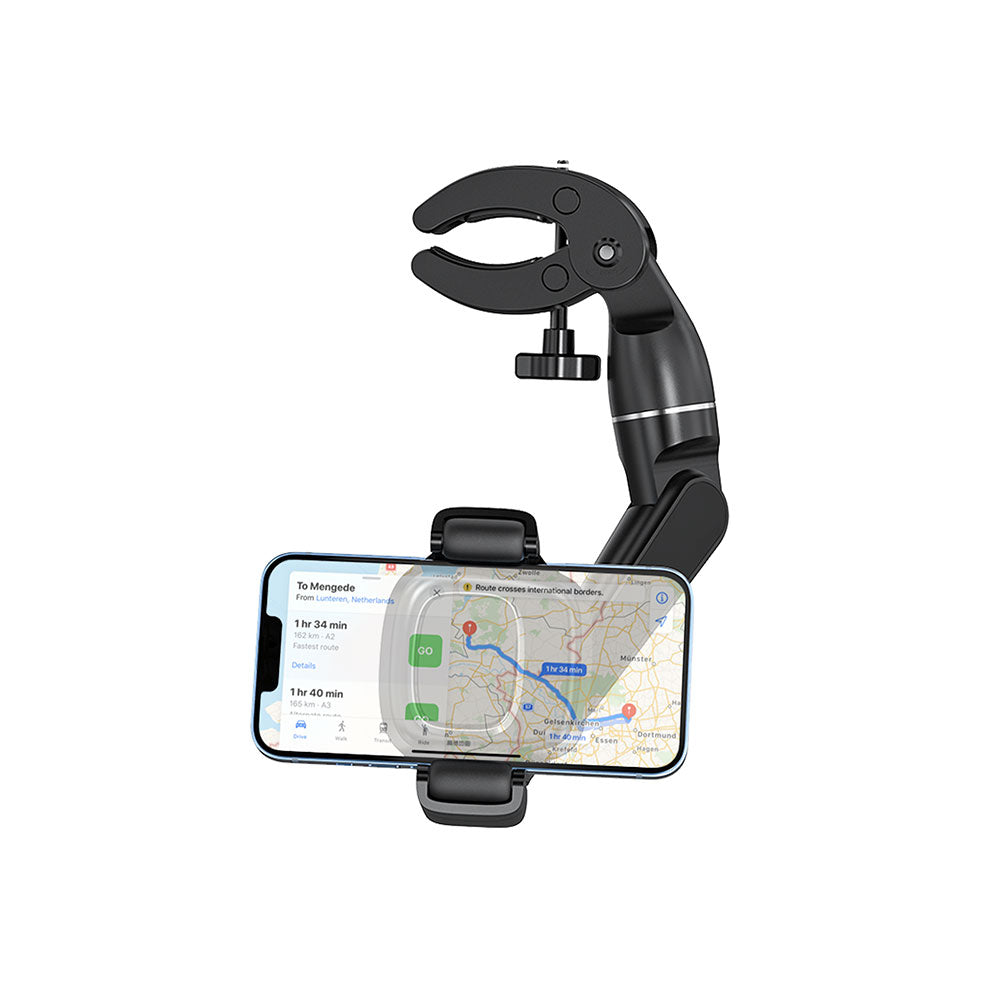 Wiwu CH039 Car Rearview Mirror with 360 Degree Rotating Movable Head Phone Holder Black 