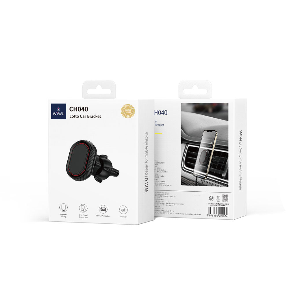 Wiwu CH040 360 Degree Rotating Ventilation Design Magnetic Car Phone Holder Black 