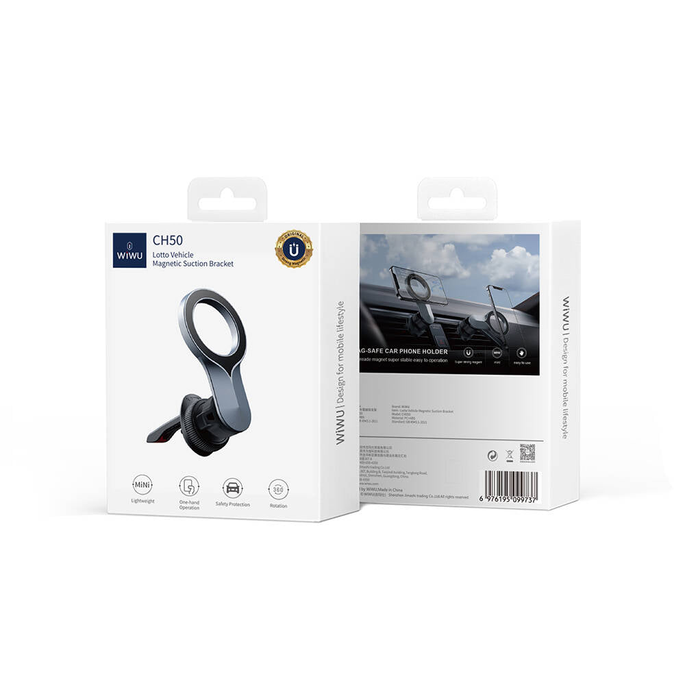 Wiwu CH50 360 Degree Rotating Ventilation Design Magnetic Car Phone Holder Black 