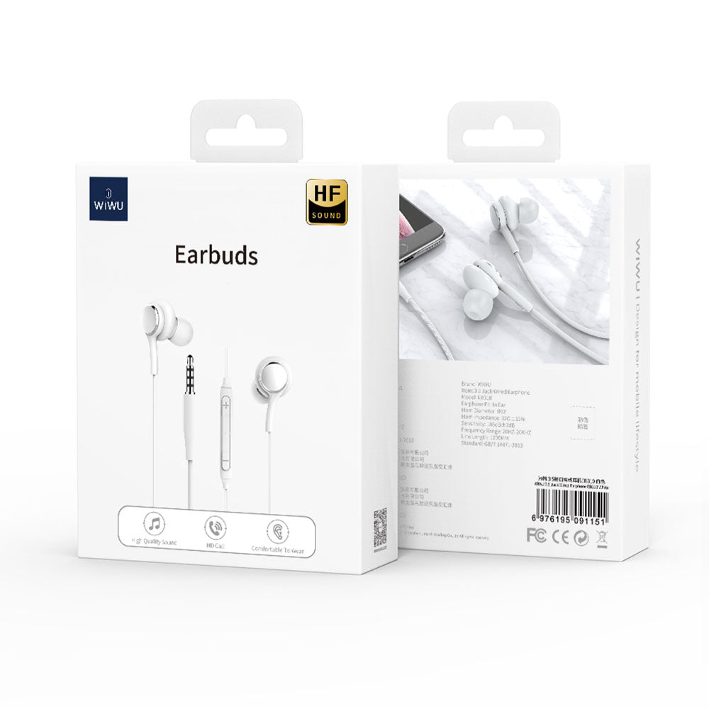 Wiwu EB310 Hi-Fi Sound Quality 3.5mm In-Ear Headphones White 