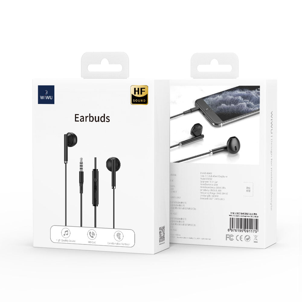 Wiwu EB312 Hi-Fi Sound Quality 3.5mm In-Ear Headphones Black 