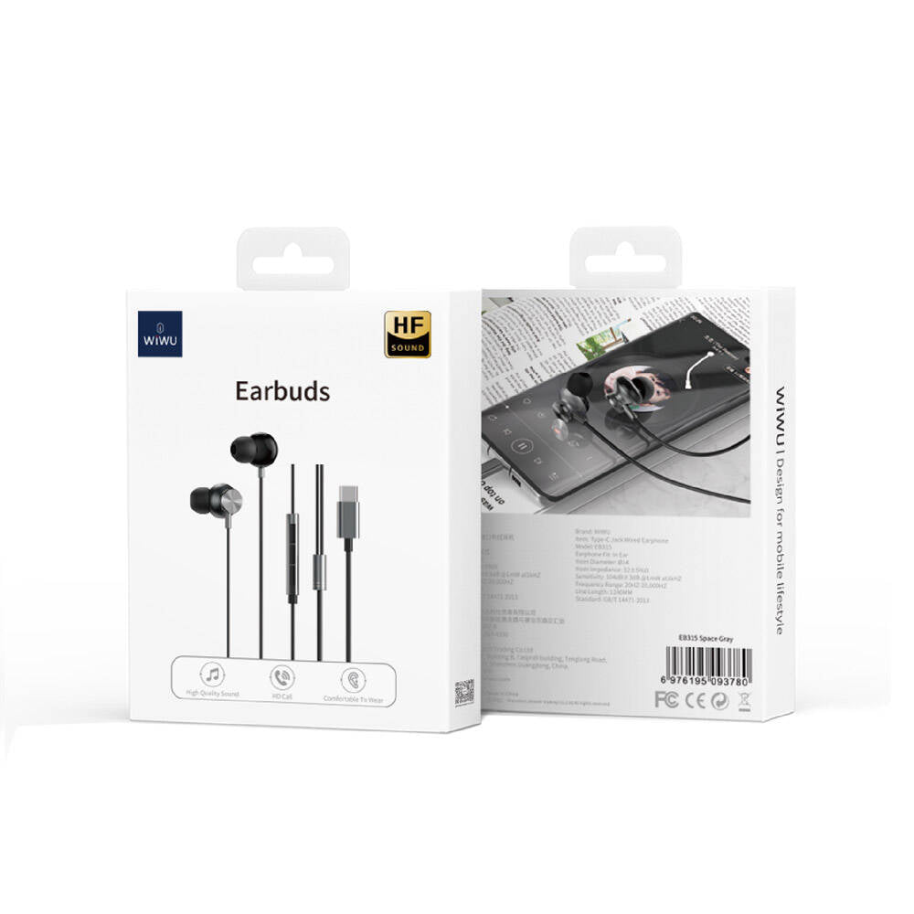 Wiwu EB315 Hi-Fi Sound Quality Type-C Earbud Headphones Gray 