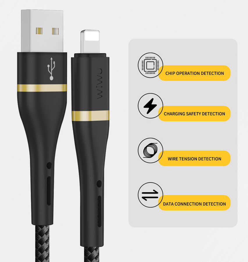Wiwu ED-105 2 in 1 USB A- Type-C to Lightning Elite Data Cable Black 