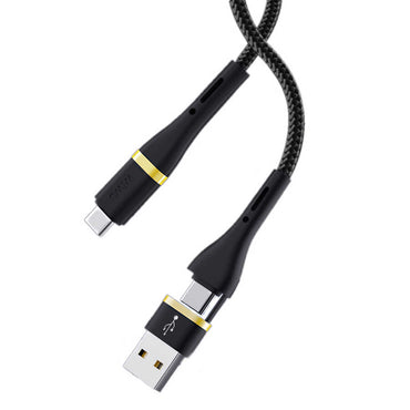 Wiwu ED-106 2 in 1 USB A- Type-C to Type-C Elite Data Cable Black 