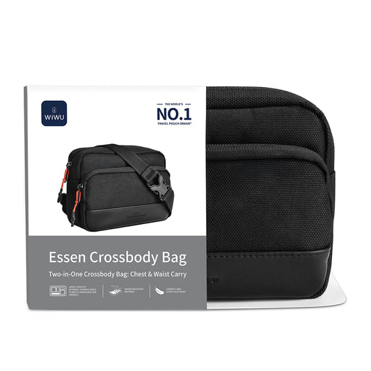 Wiwu Essen Series Water-Resistant 1200D Polyester Fabric Crossbody Bag Black 