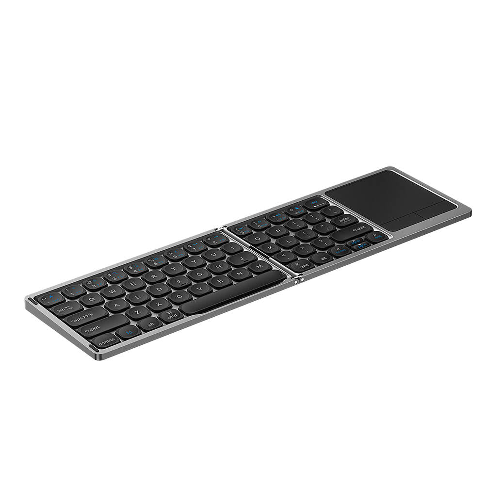 Wiwu FMK-04 Katlanabilir Bluetooth Kablosuz Multifonksiyonel Touchpad Klavye Gri