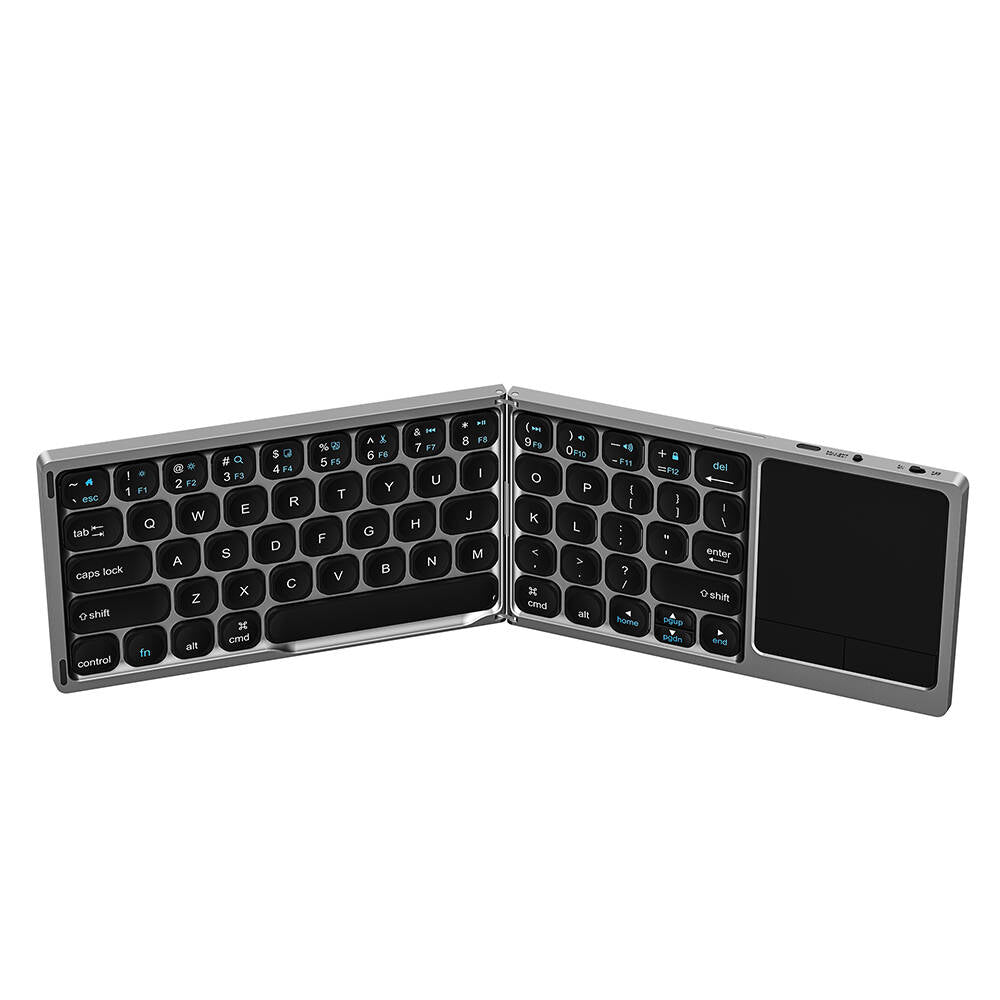 Wiwu FMK-04 Katlanabilir Bluetooth Kablosuz Multifonksiyonel Touchpad Klavye Gri