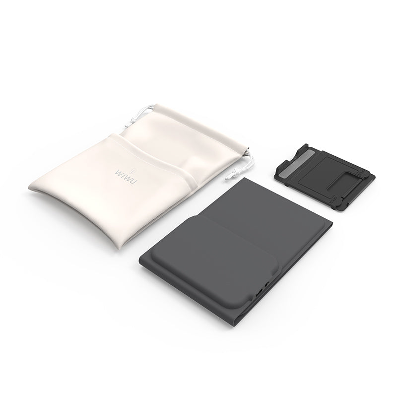 Wiwu FMK-05 iOS Android Windows Uyumlu Katlanabilir Bluetooth Kablosuz Klavye + Masaüstü Telefon Standı Gri