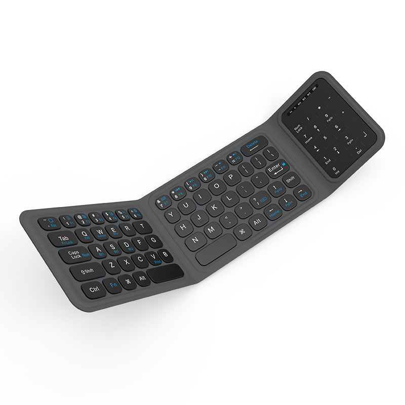 Wiwu FMK-05 iOS Android Windows Uyumlu Katlanabilir Bluetooth Kablosuz Klavye + Masaüstü Telefon Standı Gri