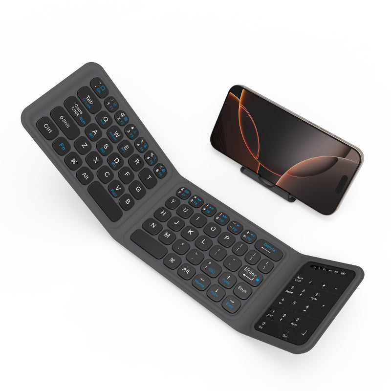 Wiwu FMK-05 iOS Android Windows Uyumlu Katlanabilir Bluetooth Kablosuz Klavye + Masaüstü Telefon Standı Gri
