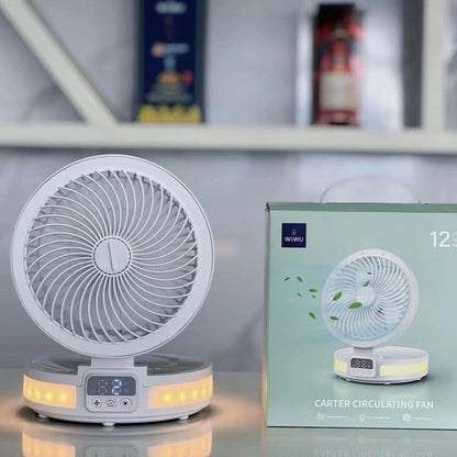 Wiwu FS05 Katlanabilir Şarjlı Dijital LED Ekranlı Gece Lambalı Masaüstü Fan Beyaz