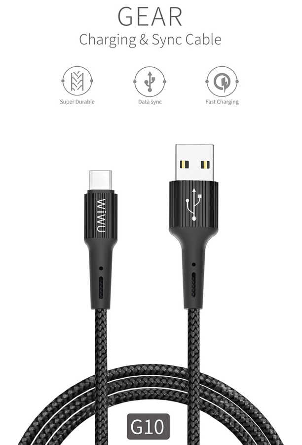 Wiwu G10 Gear Charging Micro Cable Black