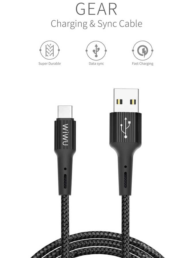Wiwu G20 Gear Charging Type-C Cable Black