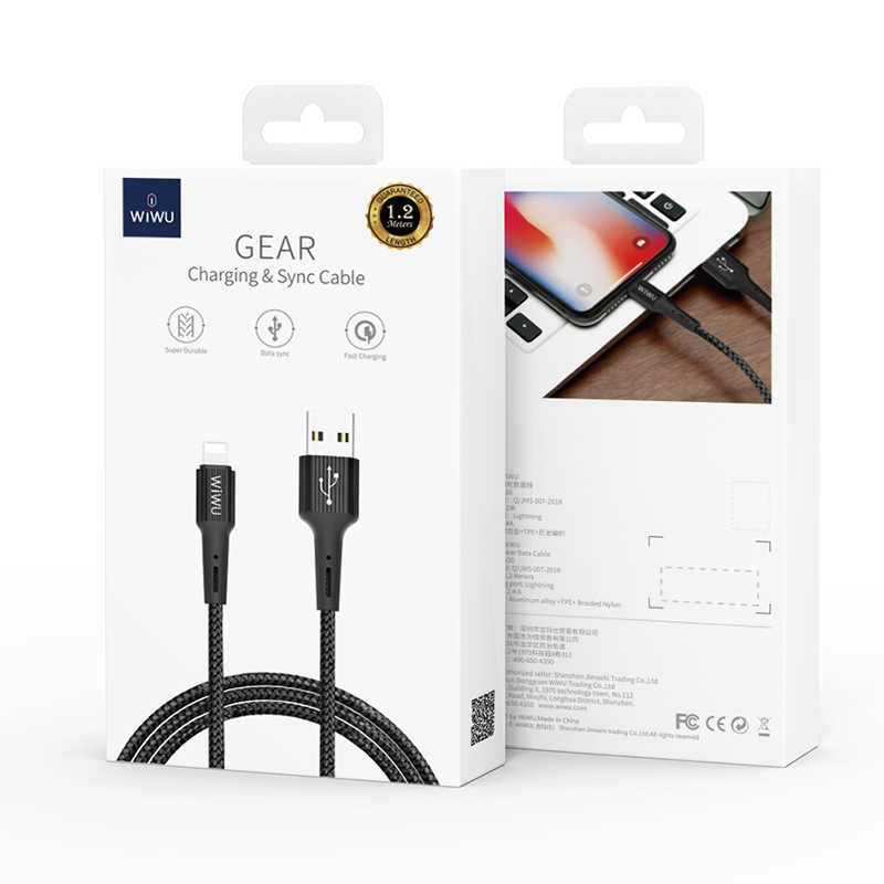 Wiwu G30 Gear Charging Lightning Cable Black