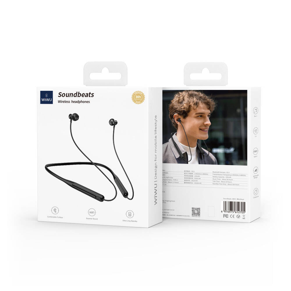 Wiwu GB03 Soundbeast Boyun Askılı Kulak İçi Bluetooth Kulaklık v.5.3 Siyah