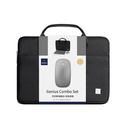 Wiwu Genius Combo Serisi 3in1 15.6 inç Laptop Çantası & Kablosuz Mouse & Mouse Pad Set Siyah