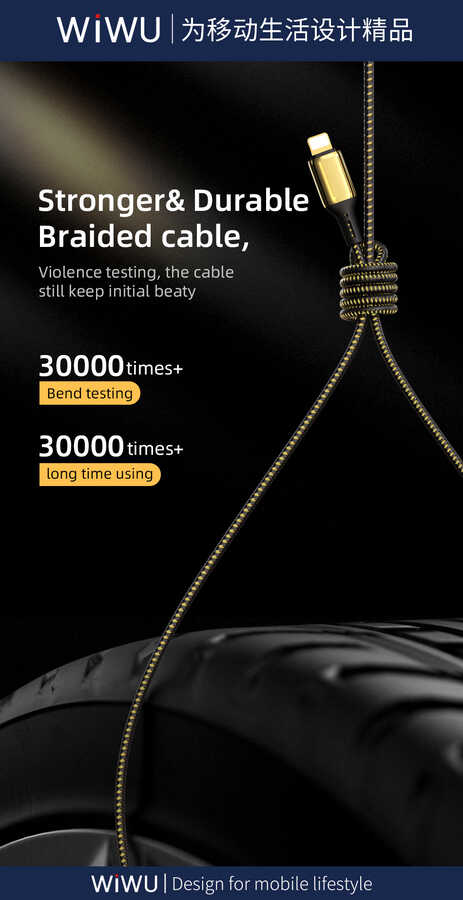 Wiwu Golden Series GD-103 Lightning To PD Data Cable 5M Gold