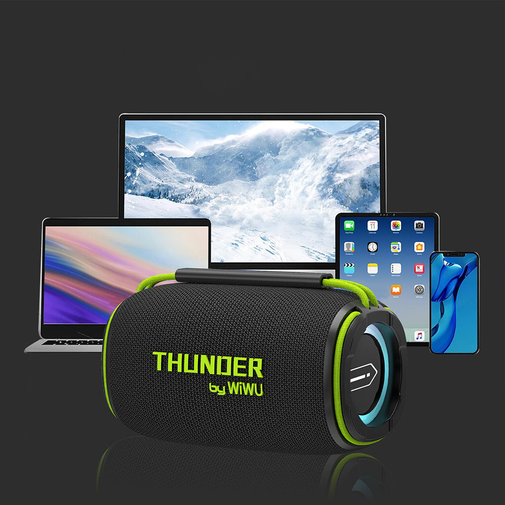 Wiwu H5 Su Geçirmez RGB Işıklı TWS Bluetooth Hoparlör v5.3 15W Siyah