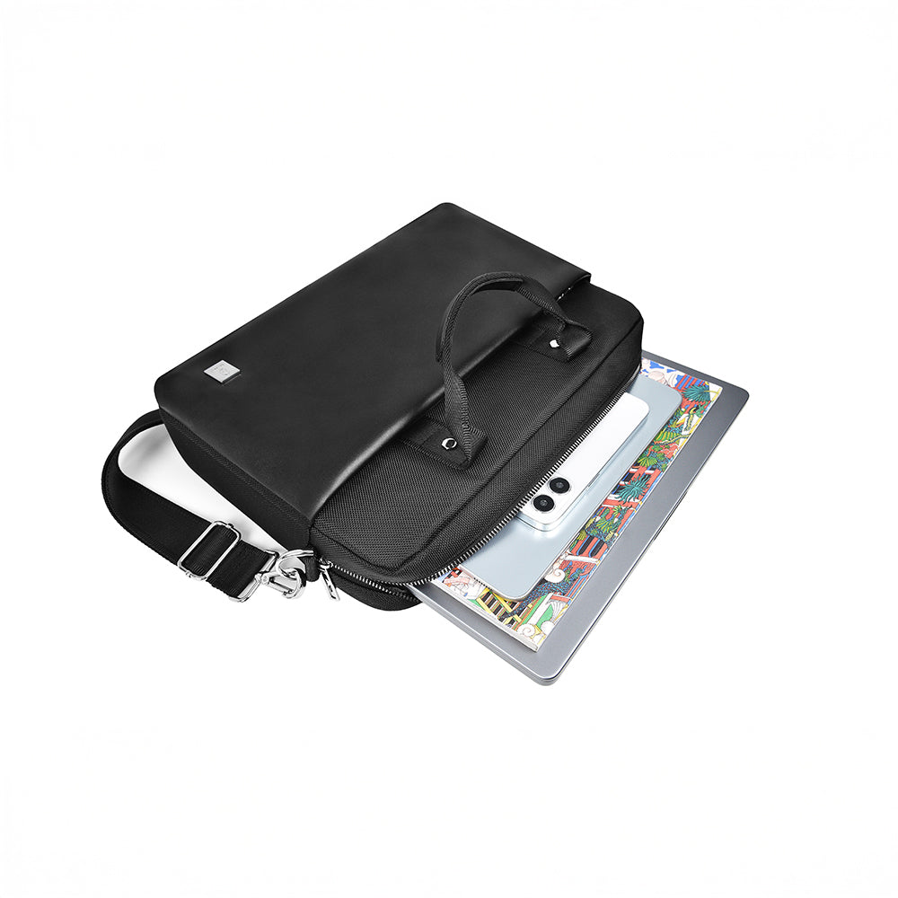 Wiwu Hali Serisi 1680D Su Geçirmez Polyester Kumaş Çapraz Vücut Askılı 15.6 inç Laptop Çantası Siyah