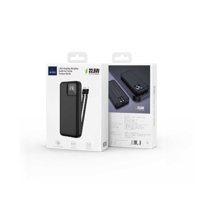 Wiwu JC-18 PD Hızlı Şarj Özellikli Led Göstergeli Powerbank 18W 10000mAh Siyah