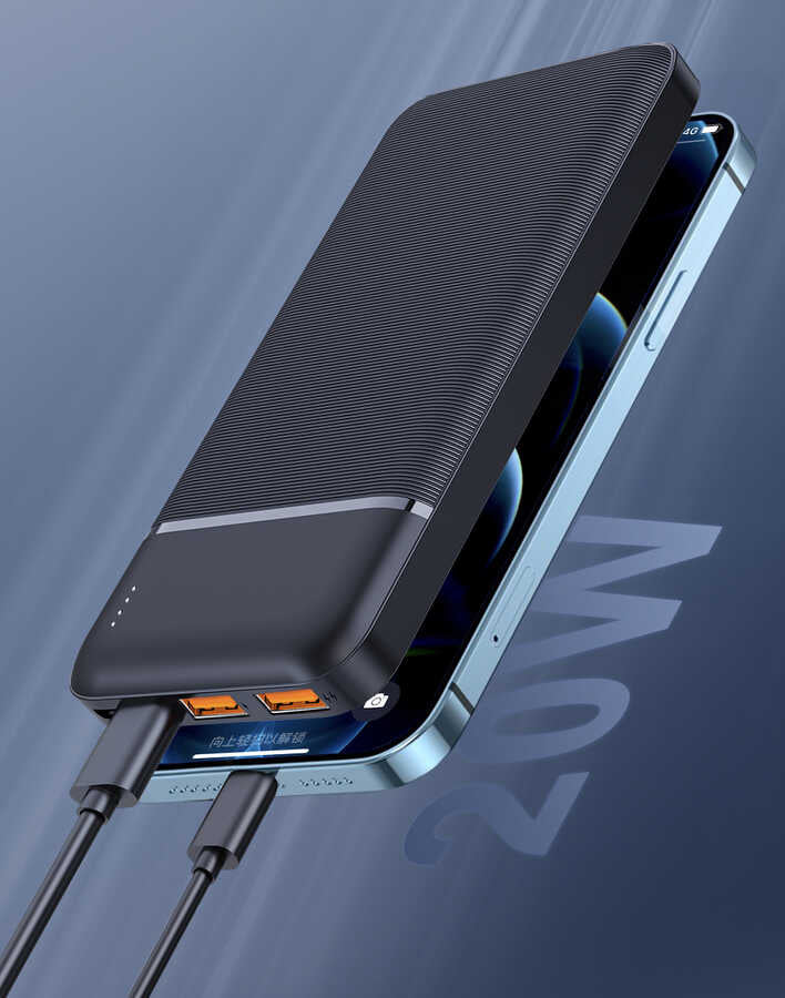 Wiwu JC-19 PD Hızlı Şarj Özellikli Şarj Göstergeli Powerbank 20W 10000mAh Siyah