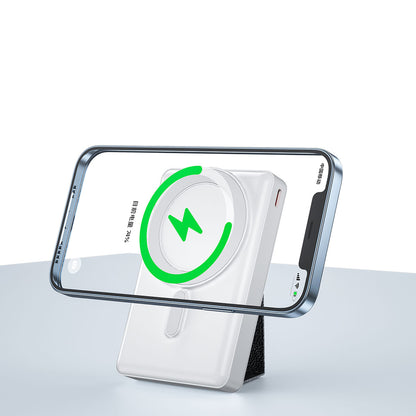 Wiwu JC-20 Hızlı Şarj Özellikli Standlı M-safe Wireless Transparan Powerbank 15W 10000mAh Beyaz