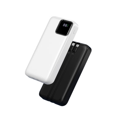 Wiwu JC-22 Dijital LED Ekran Şarj Göstergeli Type-C ve Lightning Kablolu Powerbank 22.5W 20000mAh Siyah