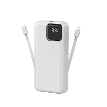 Wiwu JC-22 Dijital LED Ekran Şarj Göstergeli Type-C ve Lightning Kablolu Powerbank 22.5W 20000mAh Siyah