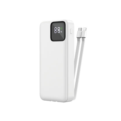 Wiwu JC-22 Dijital LED Ekran Şarj Göstergeli Type-C ve Lightning Kablolu Powerbank 22.5W 20000mAh Siyah