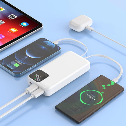 Wiwu JC-22 Dijital LED Ekran Şarj Göstergeli Type-C ve Lightning Kablolu Powerbank 22.5W 20000mAh Siyah