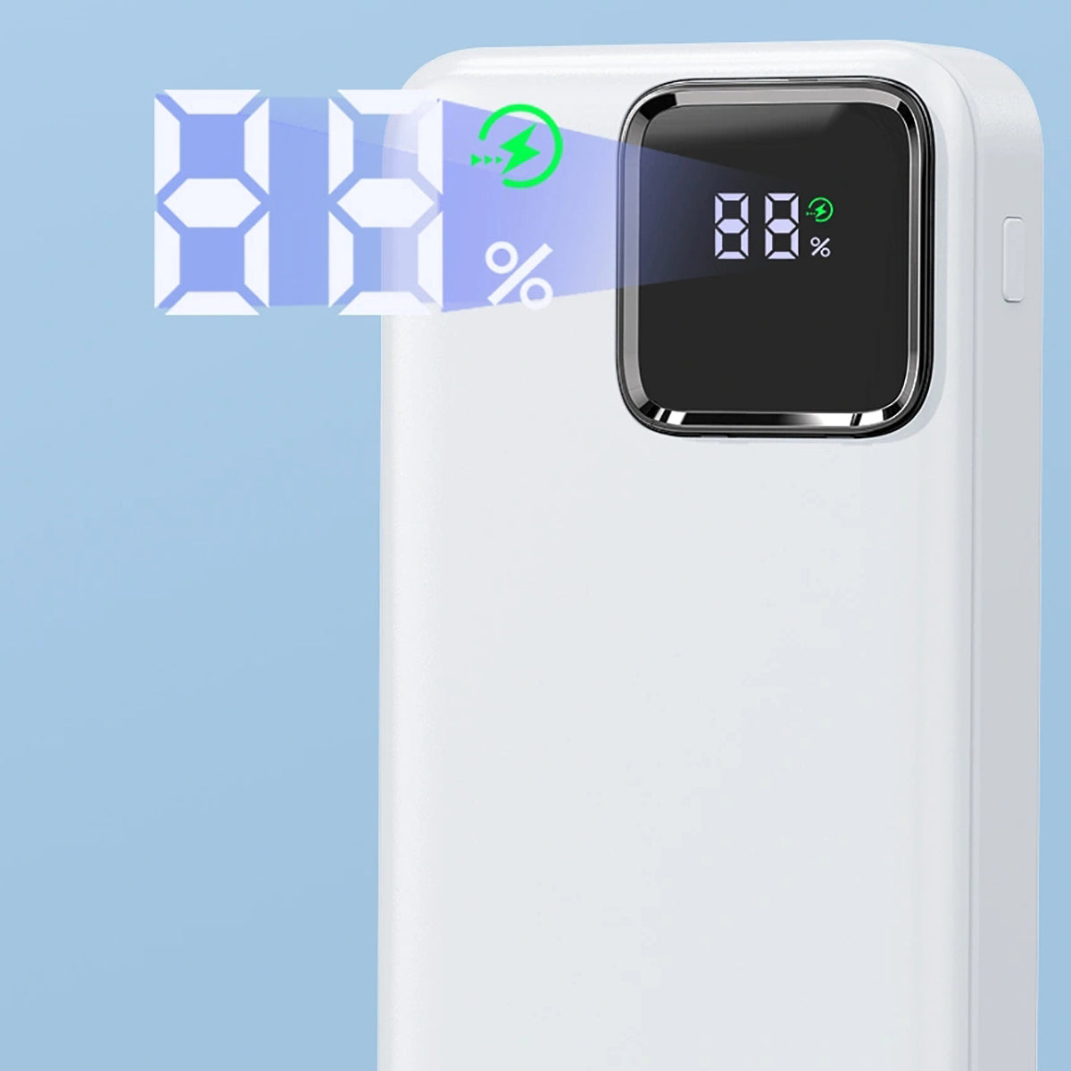 Wiwu JC-22 Dijital LED Ekran Şarj Göstergeli Type-C ve Lightning Kablolu Powerbank 22.5W 20000mAh Siyah