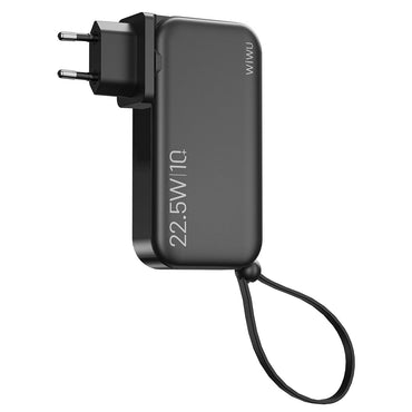 Wiwu JC-23 Micro Type-C ve Lightning Kablolu Şarj Göstergeli PD Powerbank 22.5W 10000mAh Siyah