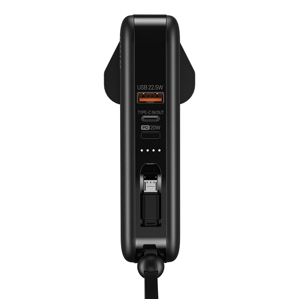 Wiwu JC-23 Micro Type-C ve Lightning Kablolu Şarj Göstergeli PD Powerbank 22.5W 10000mAh Siyah