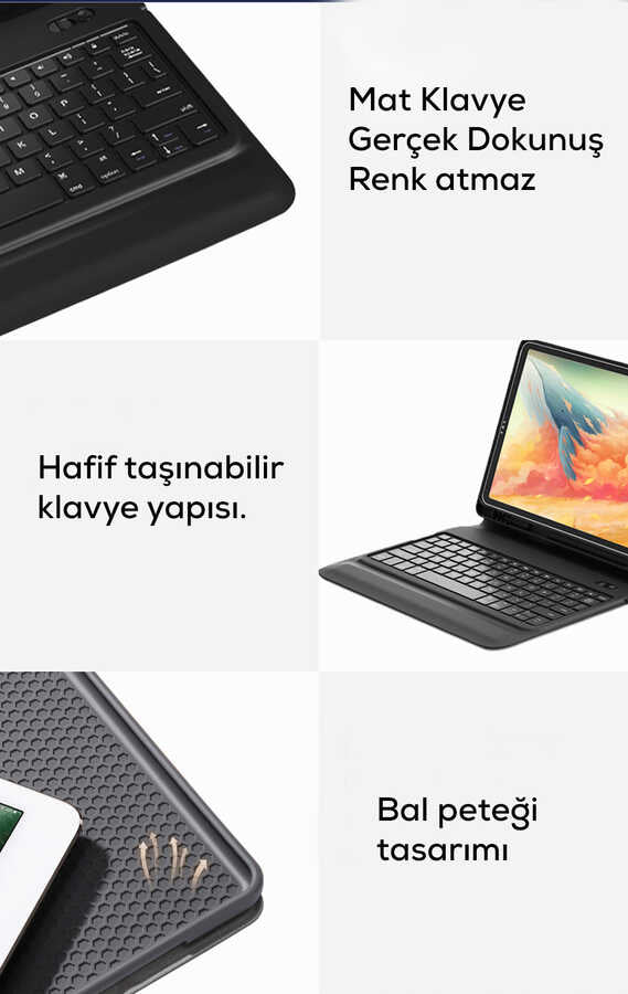 Wiwu Keyboard Folio Kablosuz Klavyeli Kılıf Siyah
