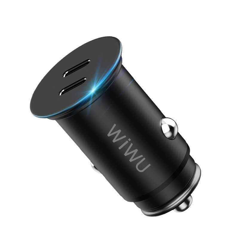 Wiwu King Kong PC400 Dual Type-C PD 40W Car Charger Black