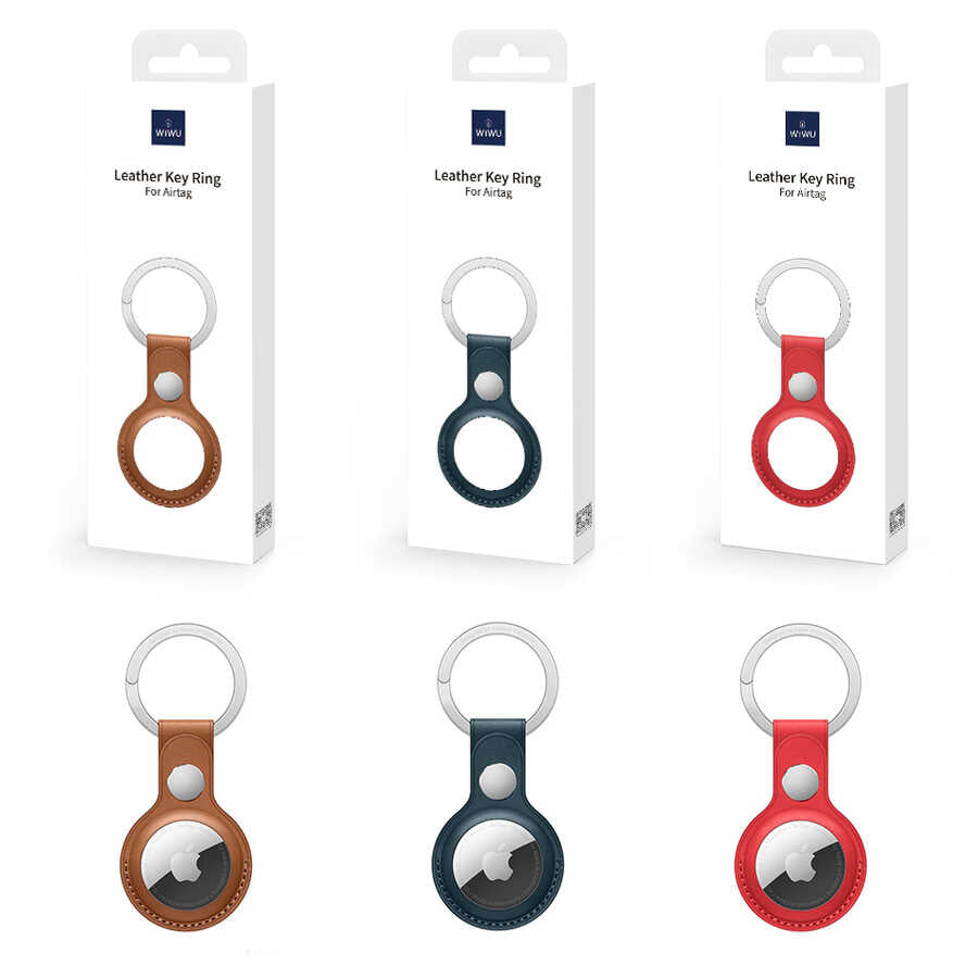 Wiwu Leather Key Ring Airtag Keychain Brown