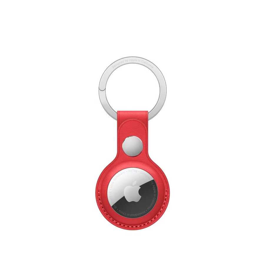 Wiwu Leather Key Ring Airtag Keychain Red