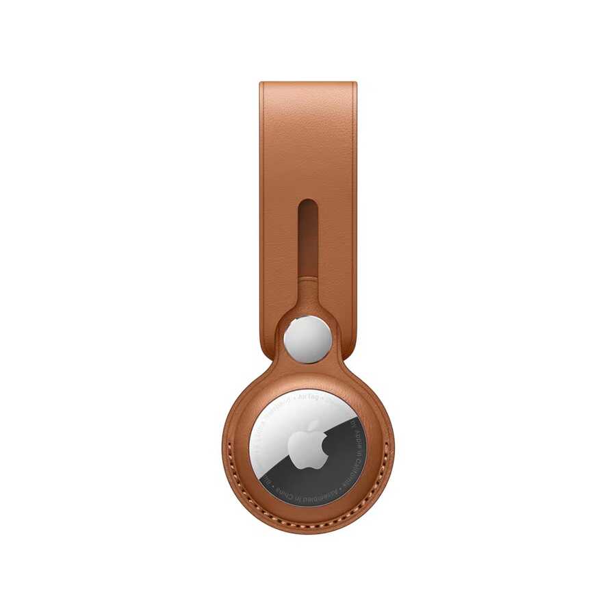 Wiwu Leather Ouch Airtag Keychain Brown