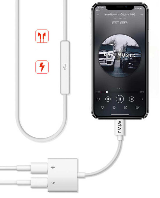 Wiwu LT01 Plus Lightning Audio Adapter White 