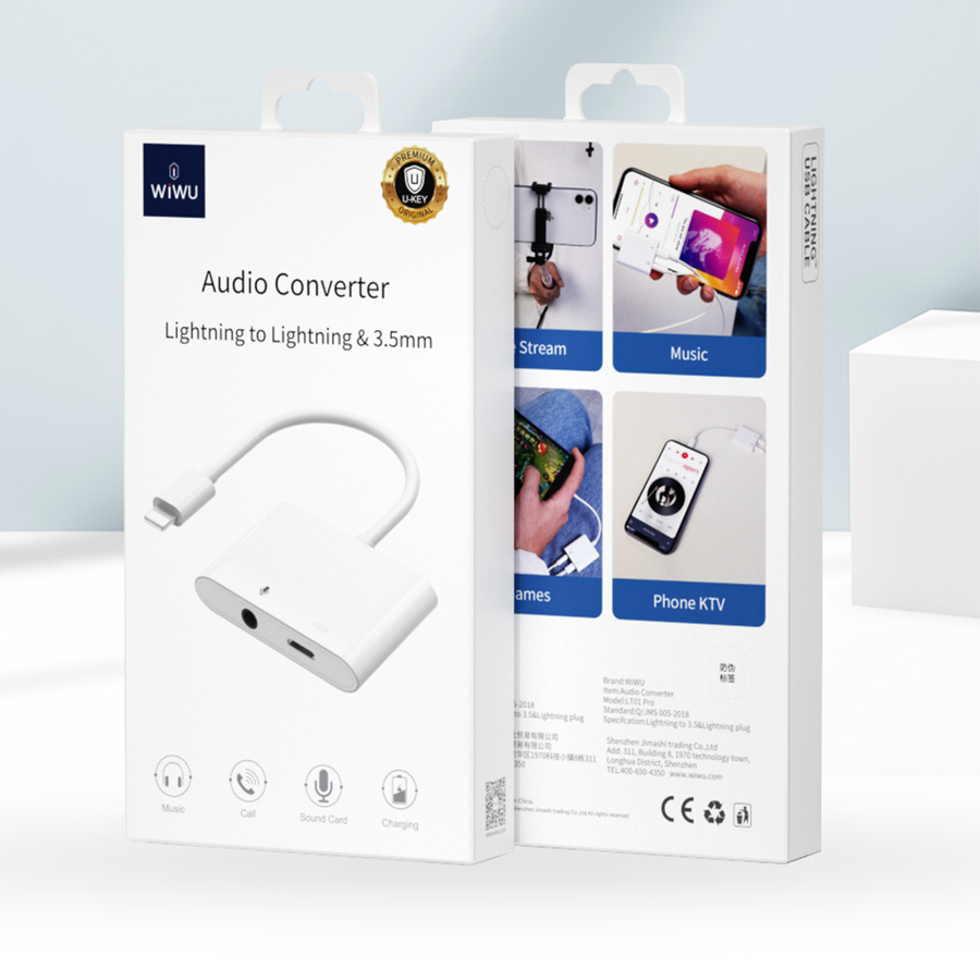 Wiwu LT01 Pro Lightning Audio Adapter White 
