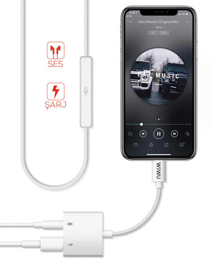 Wiwu LT01 Pro Lightning Audio Adapter White 