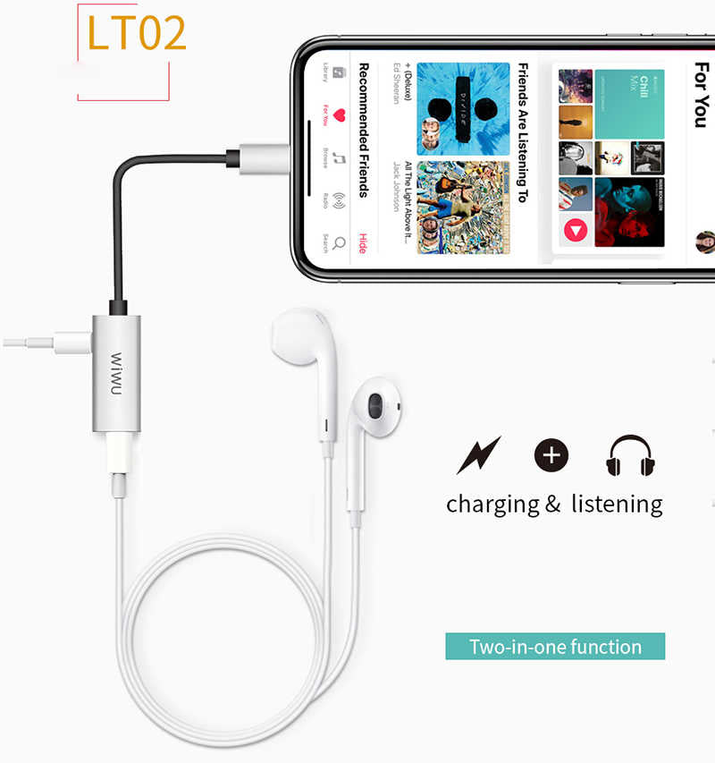 Wiwu LT02 Plus Lightning Audio Adapter Gray 