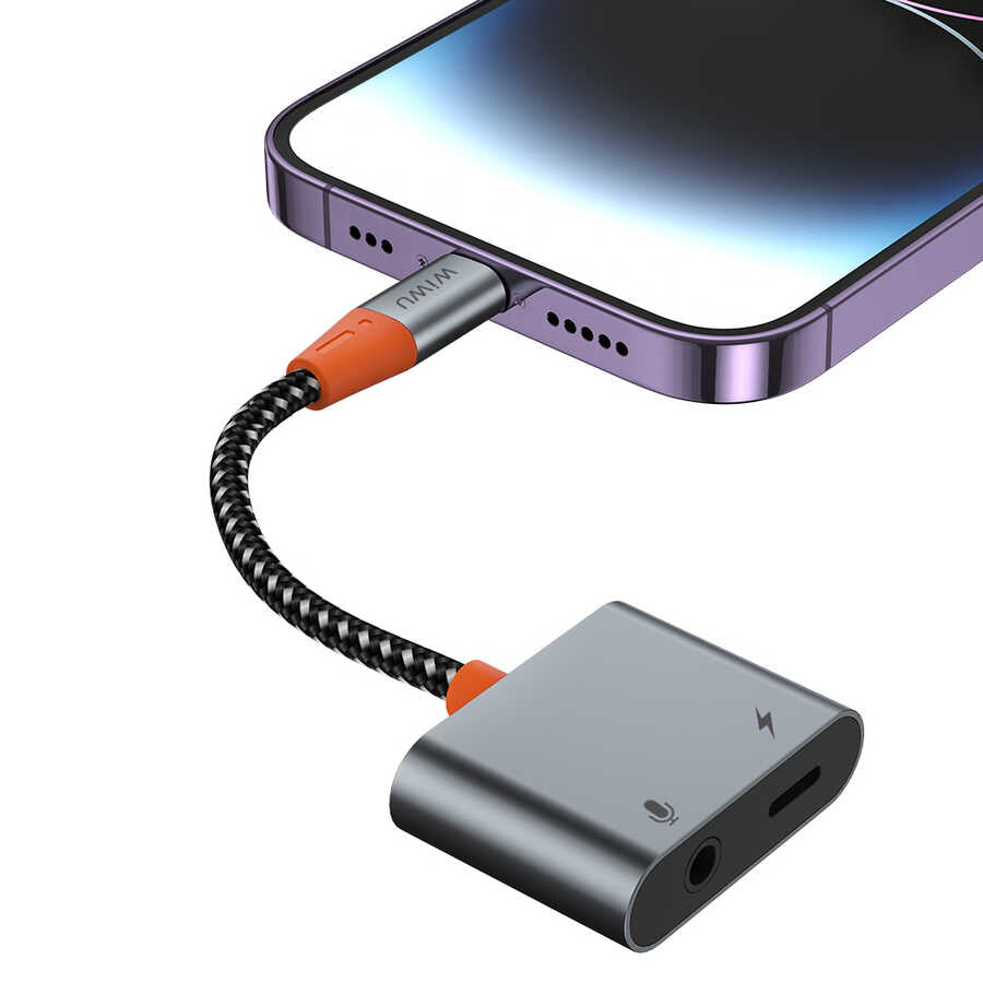 Wiwu LT08 Speech-Supported Lightning to 3.5mm Aux Audio Adapter Gray 