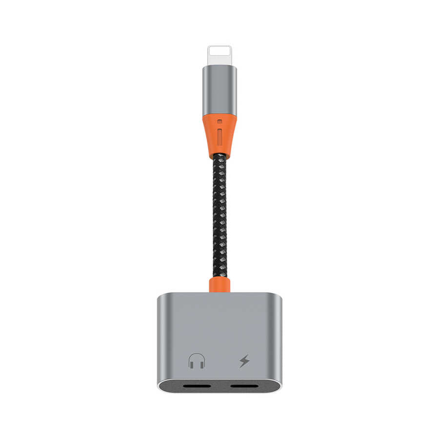 Wiwu LT09 Lightning Charger and Lightning Headphone Converter Adapter Gray 