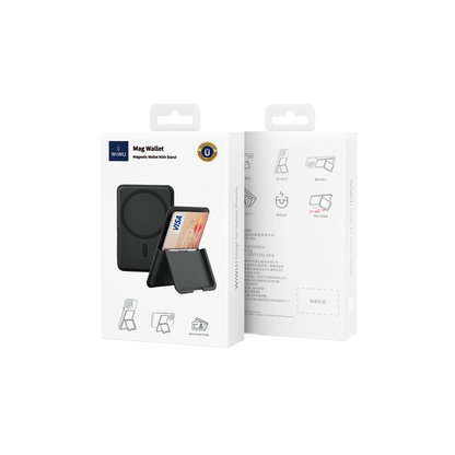 Wiwu MW-001 Pop-Up Sade Tasarımlı 3 Hazneli PU Magnetik Standlı Kartlık Gri