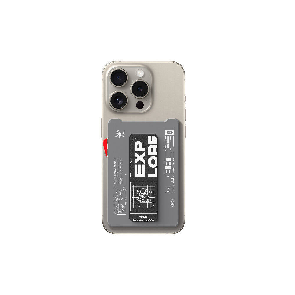 Wiwu MW-002 Pop-Up Buton Tasarımlı 6 Hazneli Magnetik Standlı Kartlık Gri