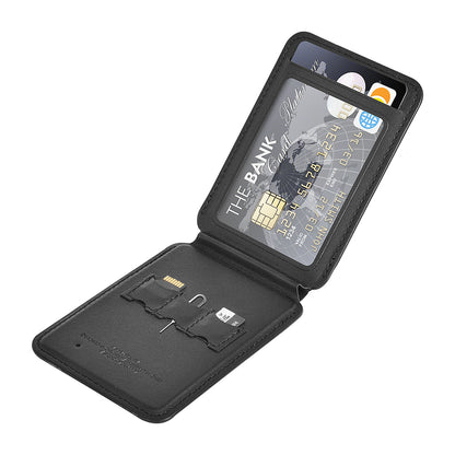 Wiwu MW-005 Magnetik Standlı Kartlık Qi Kablosuz Şarj Uyumlu FindMy Özellikli Mag Wallet Kahverengi