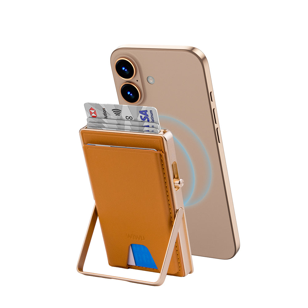 Wiwu MW-006 Tasarımlı 6 Hazneli PU Magnetik Standlı Kartlık Gri