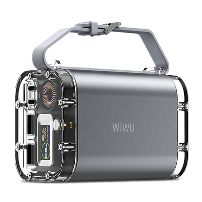 Wiwu P003 Dijital Ekranlı Fenerli SOS İşlevli Taşınabilir Powerbank 40000mAh 100W IP67 Gri